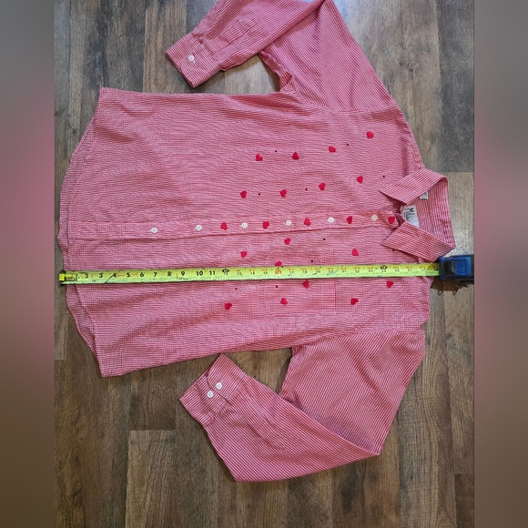 Mili Designs Vintage Women's Gingham Jewel Heart Button Down Shirt Size Medium - Picture 4 of 10